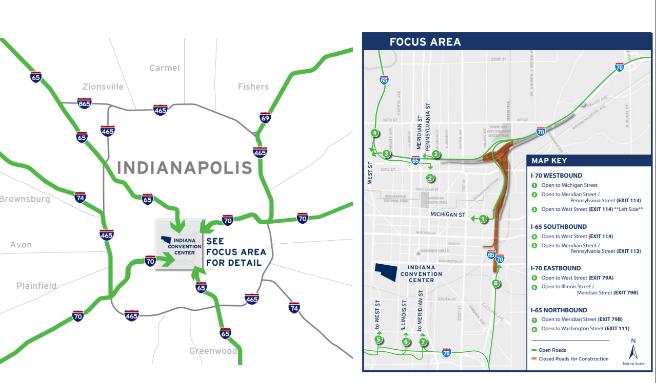 Travel Update: Be prepared for INDOT Construction as you travel to downtown Indianapolis this weekend!